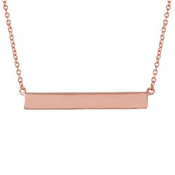 Sterling Silver Rose Gold Plated Rectangular Tag Necklace STP01474RGP