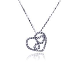 Sterling Silver Clear CZ Rhodium Plated 3Hearts Pendant Necklace stp00038