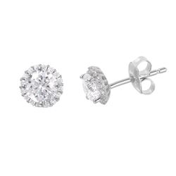 Sterling Silver Rhodium Plated CZ Halo Stud Earrings GME00011RH