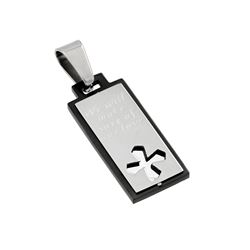 Stainless Steel Open Cross Rectangle Dog Tag Charm Pendant SSP00437