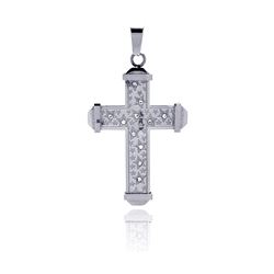 Stainless Steel Multi Star Cross Clear Crystal Charm Pendant ssp00165