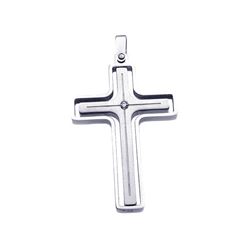 Stainless Steel Cross Clear Crystal Charm Pendant ssp00019