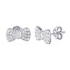 Image 1 : Sterling Silver Rhodium Plated CZ Bow Earrings - STE01014