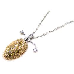 Sterling Silver Yellow CZ Gold & Rhodium Plated Pineapple Pendant Necklace BGP00037YEL
