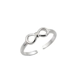 Sterling Silver Rhodium Plated Mini Bow Toe Ring - BGR00842