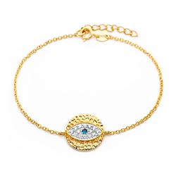 Sterling Silver Gold Plated Evil Eye CZ Bracelet bgb00167