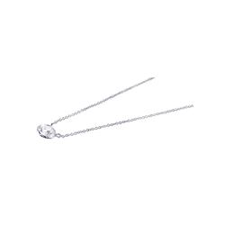 Sterling Silver Rhodium Plated Medium Round Clear CZ Necklace stp00592