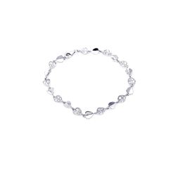 Sterling Silver Rhodium Plated Heart Clear CZ Tennis Bracelet stb00311
