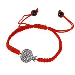 Sterling Silver Red Rope CZ Pomegranate Bracelet BGB00142