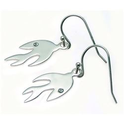 Sterling Silver Rhodium Plated Dove Crystal Hook Earring ste00526
