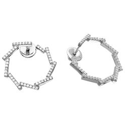 Sterling Silver Rhodium Plated Open Circle CZ Bar Earrings - GME00074RH