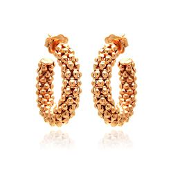 Sterling Silver Rose Gold Plated Italian Crescent Stud Earring ite00032rgp