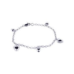 Sterling Silver Rhodium Plated Multiple Heart CZ Dangling Bracelet bgb00019