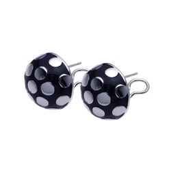 Sterling Silver Rhodium Plated Black Enamel Lady Bug Lever BackEarring bge00101
