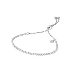 Sterling Silver Rhodium Plated Dangling Adjustable Bengle Italian Bracelet ECB00100RH