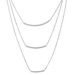 Sterling Silver Rhodium Plated 3 Bar Necklace - DIN00050RH
