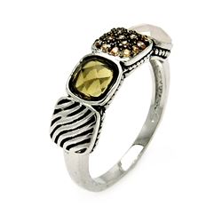 Rhodium Plated Brass 4 Square Multi Designed & Colored CZ Ring bbr00003
