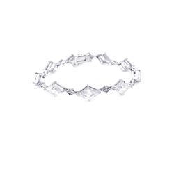 Sterling Silver Rhodium Plated Diamond Shape Clear CZ Link Bracelet stb00006