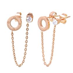 Stainless Steel Rose Gold Chain Double Stud Earring sse00104rgp