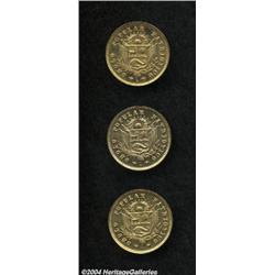 Republic. Gold 5 Soles 1910, Lot of Three,