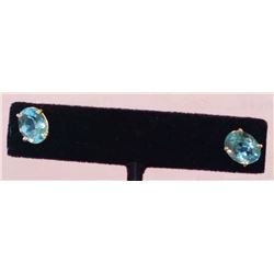 14K Gold Precious Aquamarine Earring Studs