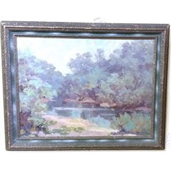 Antique American Framed Oil On Canvas by deceased California Artist: Madge Wood 21x16"