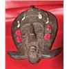 Image 3 : Ancient c1900 African Mask Bambara Decorated w. Cowrie Shells & Bronze 11x8"