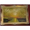Image 3 : Original Framed Signed Oil on Canvas Sunset by Cheng Hou c1970, 43x32"