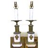 Image 1 : Antique LG c1850 American Brass & Marble Table Converted Candle to Lamp Set 21", 14-lbs