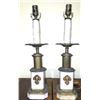 Image 2 : Antique LG c1850 American Brass & Marble Table Converted Candle to Lamp Set 21", 14-lbs