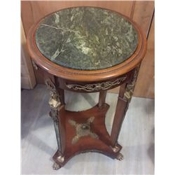 Antique c1880 French Gueridon Marble Top Table w. Bronze Décor