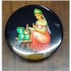 Image 1 : Antique Russian Trinket Box 2.50", Glazed Enamel Painting