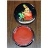 Image 2 : Antique Russian Trinket Box 2.50", Glazed Enamel Painting