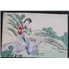 Image 5 : Rare Signed Old Chinese Romantic Landscape Scenes Painted on Porcelain Plaque Set 12x8"