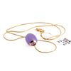 Image 1 : Solid 14K Gold Lavendar Jade Pendant w. Chain 6-gr