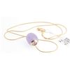 Image 3 : Solid 14K Gold Lavendar Jade Pendant w. Chain 6-gr