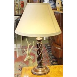 Vintage American Lamp w. Hand Carved Wooden Base 36" Tall