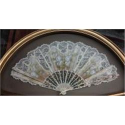 Antique Italian Gilt Framed Fan 24x16, 3-lbs