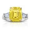 Image 1 : Rectangle Cut Yellow Sapphire And Double Diamond Ring