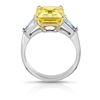 Image 3 : Rectangle Cut Yellow Sapphire And Double Diamond Ring