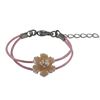 Image 1 : Pink Enamel Flower On Two Row Pink Cord, Rhodium Plated Brass Bracelet, 4
