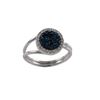 Image 1 : Rhodium Plated Sterling Silver, 11Mm Round Circle, 8Mm Blue Druzy Natural Stone With CZ Border, Adju