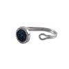 Image 2 : Rhodium Plated Sterling Silver, 11Mm Round Circle, 8Mm Blue Druzy Natural Stone With CZ Border, Adju