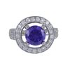 Image 1 : Amethyst Color Round CZ, Surrounded With White Czs, Sterling Silver Ring Size 7