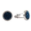 Image 1 : Rhodium Plated Sterling Silver, 15Mm Round Circle, 12Mm Blue Druzy Natural Stone With CZ Border, Cuf