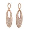 Image 1 : Rose Tone Sterling Silver With CZ, Oval Hanging On Post Earrings-55M Long
