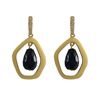 Image 1 : Lapis Semi Precious Teardrop Stone In Gold Plated Matte Sterling Silver Open Pentagon Shape CZ Post 