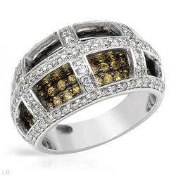 Halfway Diamond Band W/ Yellow Sapphire In 14K White Gold | 159792