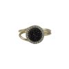 Image 1 : Gold Plated Sterling Silver, 11Mm Round Circle, 8Mm Grey Druzy Natural Stone With CZ Border, Adjusta