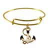 Image 1 : Gold Tone Plain Bracelet For Charms And Beads. Navy Anchor Charm